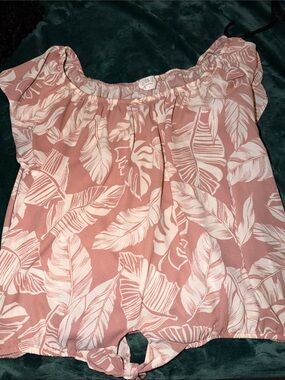 Sienna Sky Pink Leaf-Print Off-Shoulder Camisole